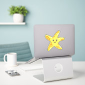Niedlich lächelnder Starfish Aufkleber (Laptop auf Schreibtisch)