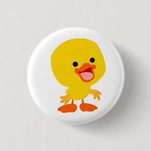 Niedlich Lächelndes Cartoon Duckling Button Abzeic