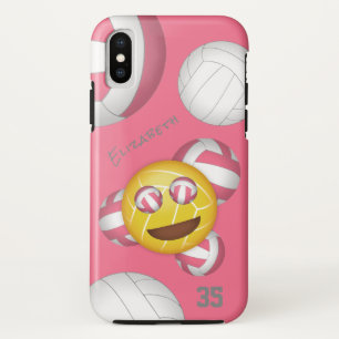 niedlich lächelndes Emoji-Volleyball personalisier iPhone X Hülle