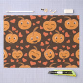 Niedlich Lächelndes Kürbismuster mit Herzen Seidenpapier (Handwerk)