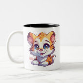 Niedlich lächelndes Leopard Baby auf einer Kaffee- Zweifarbige Tasse (Links)