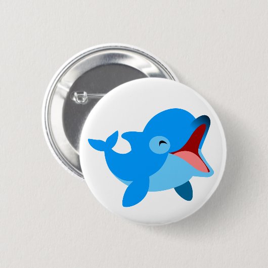 Niedlich-lachend Cartoon Dolphin Button (Vorne & Hinten)