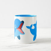 Niedlich-lachend Cartoon Dolphin Zweifarbige Tasse (Mittel)