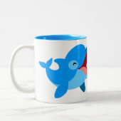 Niedlich-lachend Cartoon Dolphin Zweifarbige Tasse (Links)