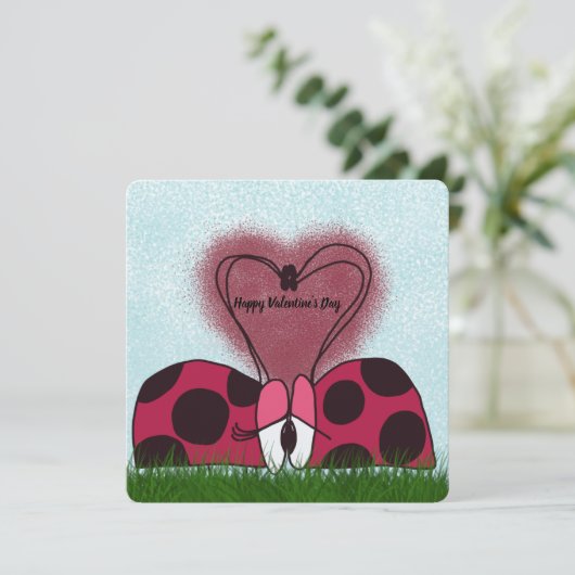 Niedlich Ladybug Couple Feiertagskarte (Stehend Vorderseite)