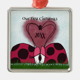 Niedlich Ladybug Couple Ornament Aus Metall