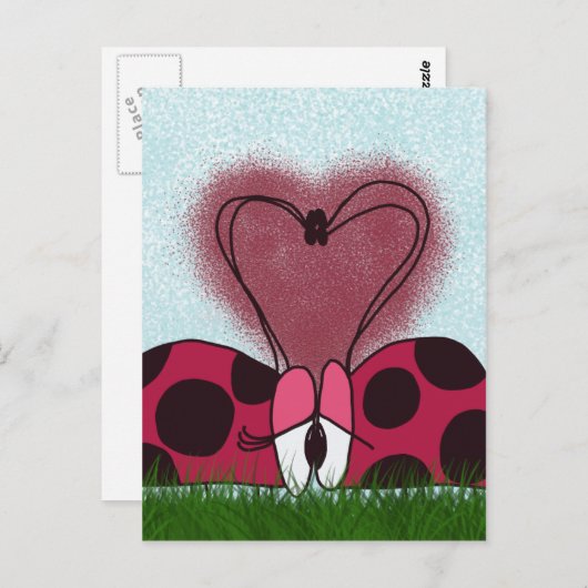 Niedlich Ladybug Couple Postkarte (Vorne/Hinten)