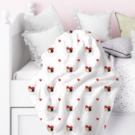 Niedlich Ladybug Hearts Girl Fleece Blanket
