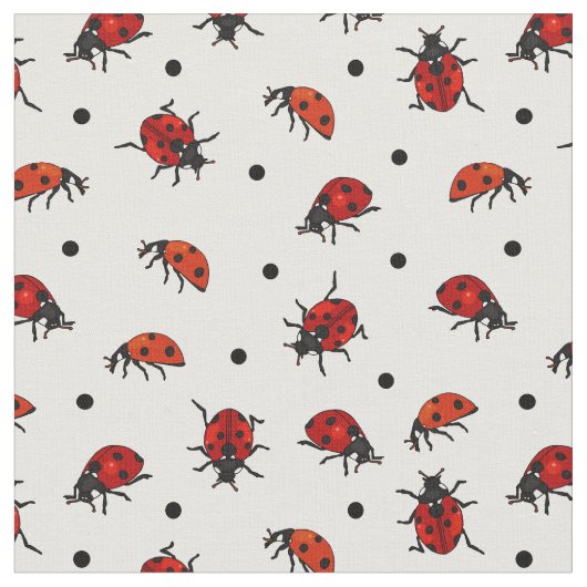 Niedlich Ladybug Ladybirds Polka Dots Muster Stoff (Nahaufnahme)