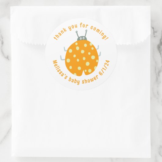 Niedlich Ladybug Vielen Dank CUSTOM Babydusche Runder Aufkleber (Tasche)
