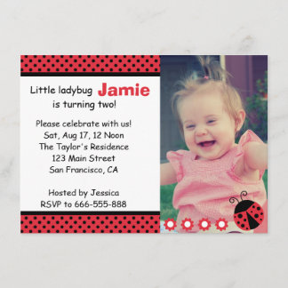 Niedlich Ladybug, Zweite Geburtstagsparty, Polka-P Einladung
