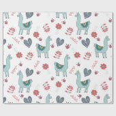 Niedlich Lama Floral Muster drucken Geschenkpapier (Flach)