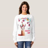 Niedlich Lama Watercolor Blume Happy Cinco de Mayo Sweatshirt (Vorne ganz)