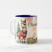 Niedlich Lamas Personalisierte Weihnachten Zweifarbige Tasse (Vorderseite Links)