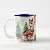 Niedlich Lamas Personalisierte Weihnachten Zweifarbige Tasse (Links)