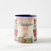 Niedlich Lamas Personalisierte Weihnachten Zweifarbige Tasse (Mittel)
