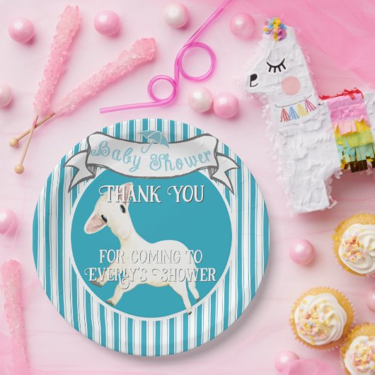 Niedlich Lamb Baby Boy Pappteller (Party)