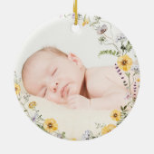 Niedlich Lamm Bunny Wildblume Baby First 1. Osterf Keramik Ornament (Hinten)