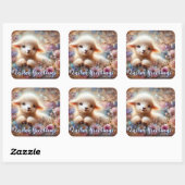 Niedlich Lamm Oaster Gruß Blumenaufkleber Quadratischer Aufkleber (Blatt)