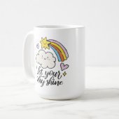 Niedlich Lass Your Day Shine Cartoon Cloud and Rai Kaffeetasse (Vorderseite Links)