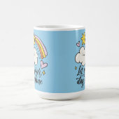 Niedlich Lass Your Day Shine Cartoon Cloud and Rai Kaffeetasse (Mittel)