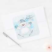 Niedlich lassen es Schnee Ice Skaten Snowman Quadratischer Aufkleber (Umschlag)