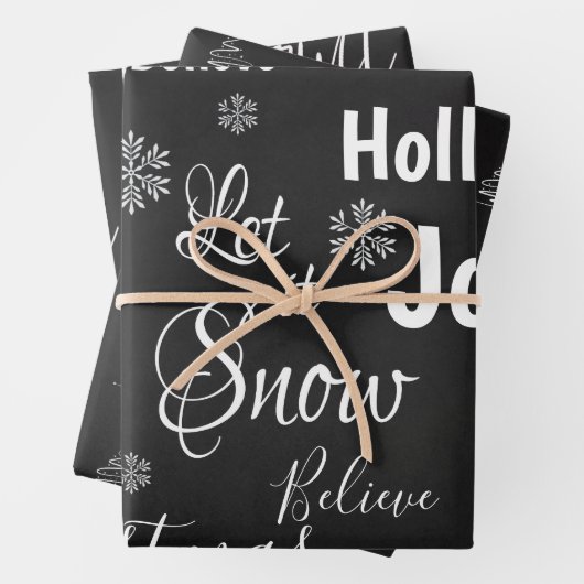 Niedlich lassen es schneeschwarz fröhliches Weihna Geschenkpapier Set (Beispiel)