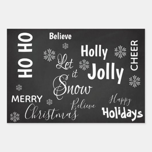 Niedlich lassen es schneeschwarz fröhliches Weihna Geschenkpapier Set (Vorderseite)