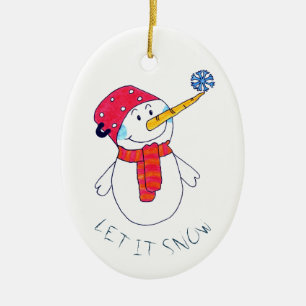 Niedlich Lassen Sie es Schnee Schneemann mit Schne Keramik Ornament