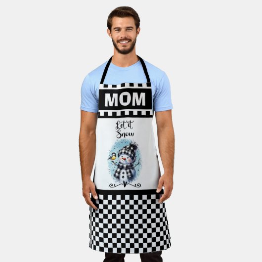 Niedlich lassen sie Schneemann schneien und karier Schürze (Getragen)