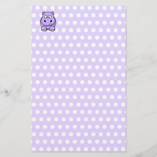 Niedlich Lavender Hippo Briefpapier (Vorderseite)