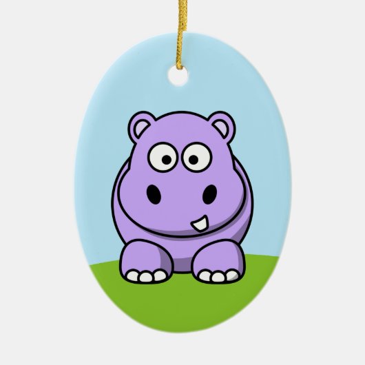 Niedlich Lavender Hippo Keramik Ornament (Vorne)