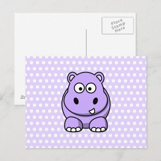 Niedlich Lavender Hippo Postkarte (Vorne/Hinten)