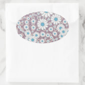 Niedlich Lavender White Blue Fantasy Daisies Ovaler Aufkleber (Tasche)