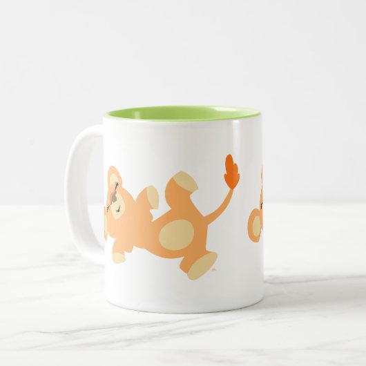 Niedlich Lazy Cartoon Lioness Zweifarbige Tasse (Vorderseite Links)