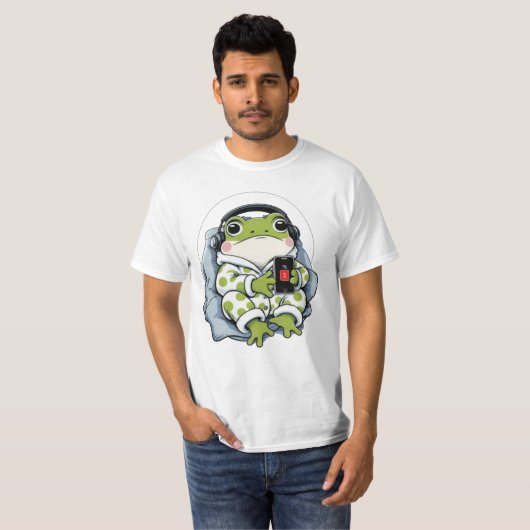 Niedlich Lazy Frog - Gemütlicher Pajama-Spaß T-Shirt (Vorne ganz)