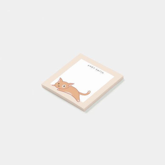 Niedlich Lazy Orange Cat Personalisiert Post-it Klebezettel (angewinkelt)