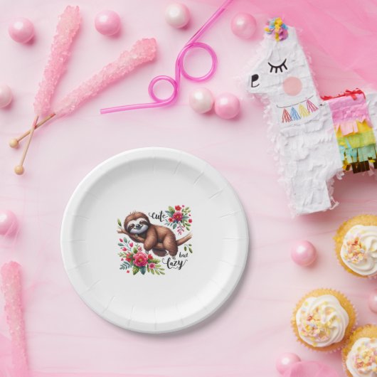 Niedlich Lazy Sloth Blume Pappteller (Party)