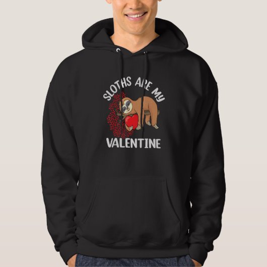 Niedlich Lazy Sloth Holding Heart Liebe Luth Valen Hoodie (Vorderseite)