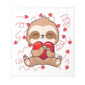 Niedlich Lazy Sloth Holding Heart Liebe Sloth Notizblock (Vorderseite)