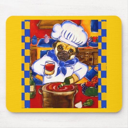 Niedlich Le Cafe Mops Koch Mousepad (Vorne)
