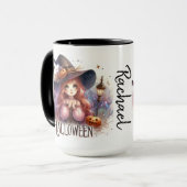Niedlich lebende Hexe mit personalisierten Flederm Tasse (Vorderseite Links)