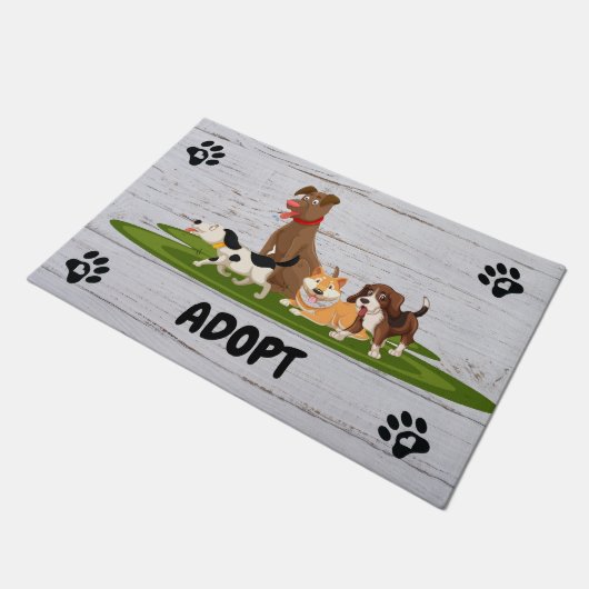 Niedlich lebende Hunde Fußmatte (Schrägansicht)