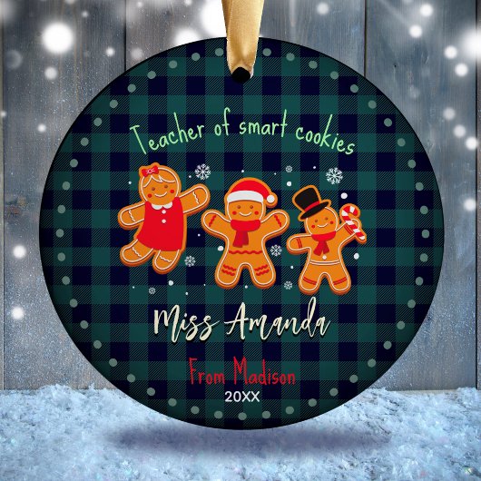 Niedlich Lehrer Weihnachtsgingerbrot Baffalo karie Keramik Ornament