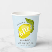 Niedlich Lemon 1. Geburtstag Blue Paper Cups Pappbecher (Vorderseite)