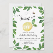 Niedlich Lemon and Bee 1. Geburtstag Einladung (Vorderseite)