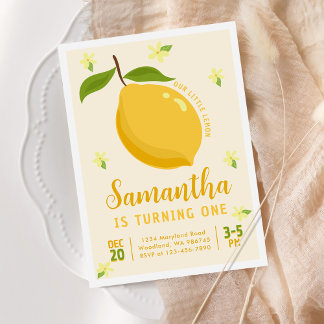 Niedlich Lemon Citrus 1. Geburtstag Einladung