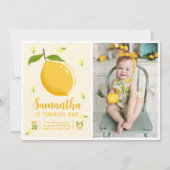 Niedlich Lemon Citrus 1. Geburtstag Foto Einladung (Vorderseite)