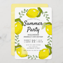Niedlich Lemon Citrus White Summer Party Einladung