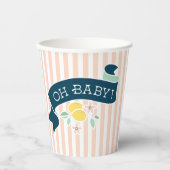 Niedlich Lemon Gelb Rosa Stripe Babydusche Pappbecher (Vorderseite)